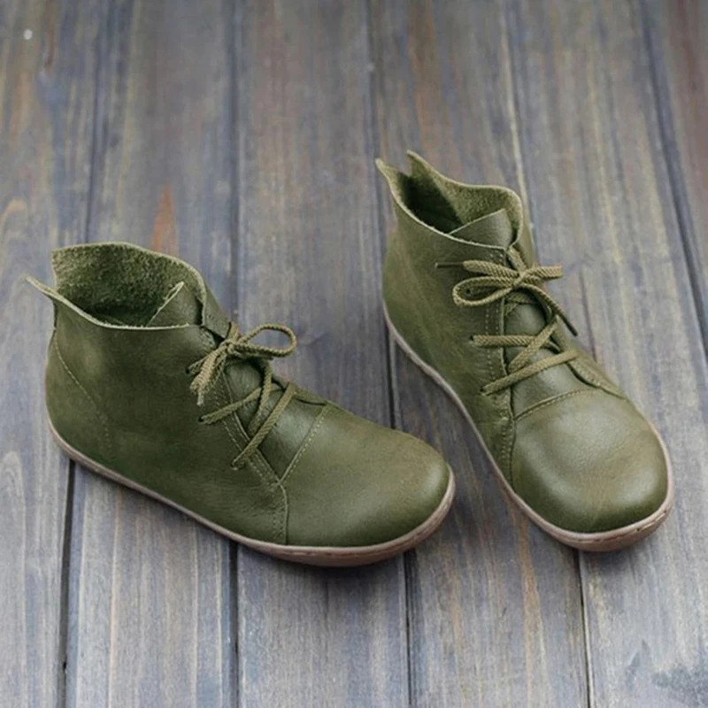 Новинка года; сезон осень-зима; женские ботинки; тонкие ботинки на плоской подошве; повседневные женские ботинки с круглым носком; обувь на плоской подошве; женская обувь размера плюс - Цвет: green