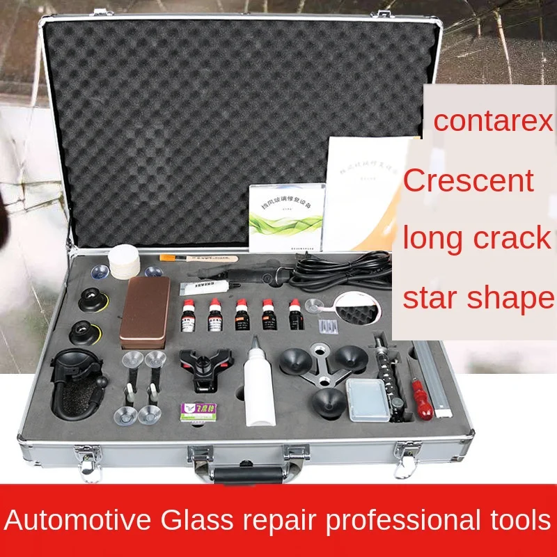 

Car Glass Repair Tools Kit Front Windshield Crack Damaged Contarex Resin Liquid Drill Bit Glue Injector Kit hot sale