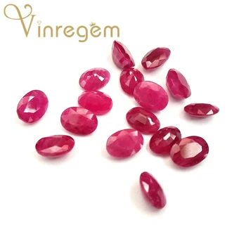 

Vinregem AAAAA Top Quality 1PCS Natural Oval Cut 5*7MM Ruby Loose Gemstone DIY Stones Fine Jewelry Wholesale Lots Bulk