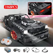 MOC RC Ford Mustang Hoonicorn RTR V2 Model Bricks Legoning Technic Racing Car Led Light 3168pcs Building Block Toys for Kids
