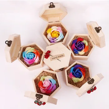 

Soap Flower Wooden Soap Box Flower Rose Small Wooden Box Gift Wood Soap Case Valentine Day Handmade Flower-30