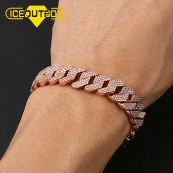

Top Quality Bling Iced Out Men's Rapper Bracelet Full Rhinestone Iced Out Pave Men's Bangle Cuban Link Chain Hip Hop Jewelry