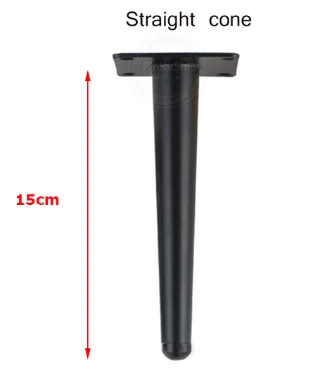 4pcs Metal Furniture legs Straight Cone And Oblique Cone Table Leg Sofa Chair Leg coffee tables Furniture fittings,15/20/25/30CM black straight 15cm