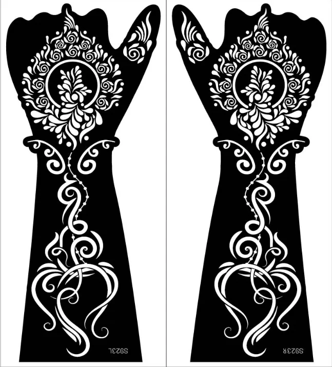 Henna tattoo stencils 2 sheet Hand Finger Body Paint Henna Tattoo Templates Stencil DIY Indian Style