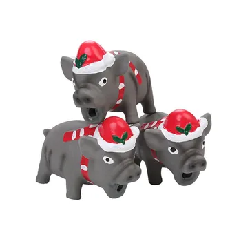 

Pet Cute Christmas Pig Shape Squeaky Sound Toy For Dog Molar Teeth Latex Training Toy Biting Vocal Toys for All Pet Durability #