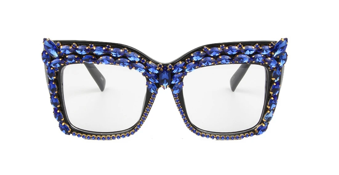 47142 роскошные солнцезащитные очки кошачий глаз с бриллиантами для мужчин и женщин модные очки UV400