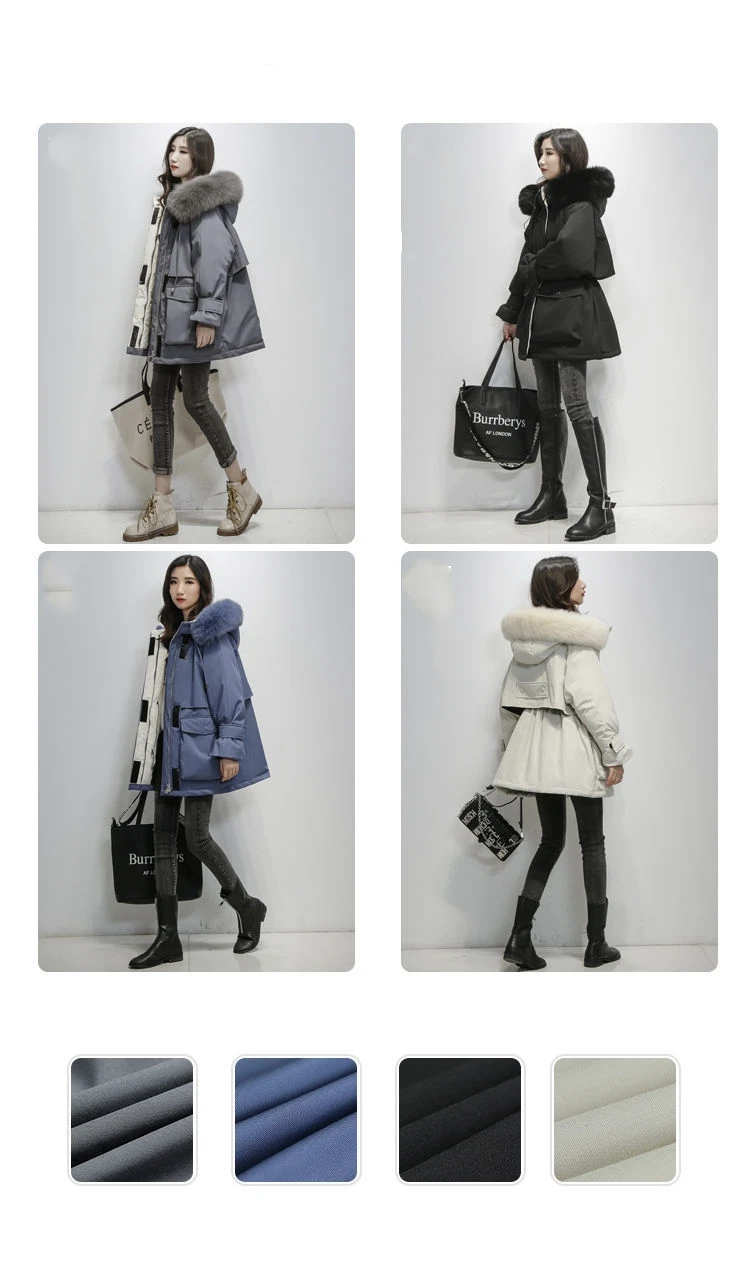 The Mid-length Female Parka The 2022 New Korean Fashion Style Women's Winter Down Jacket Loose And Thick Big Fur Collar Coats long down coat