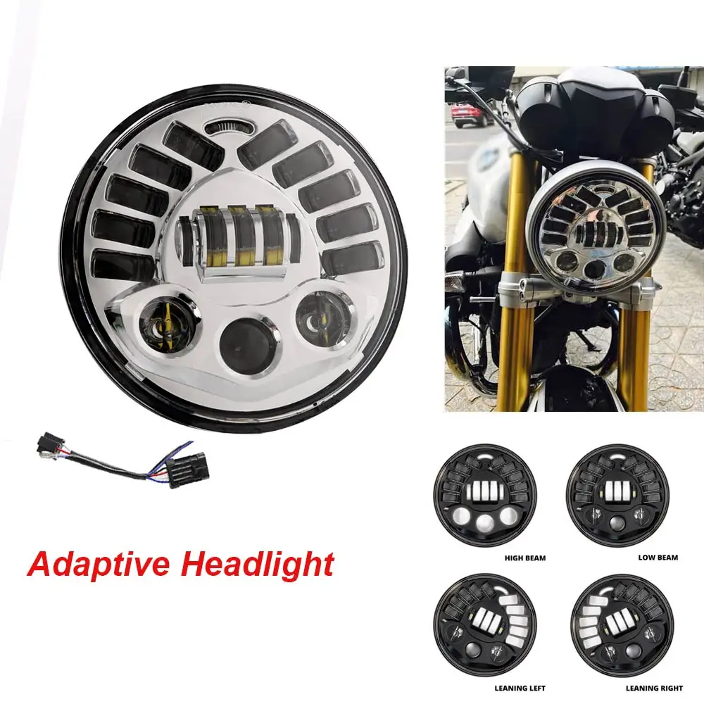 Adaptive light Silve 7 дюймовый светодиодный супер яркий Halo фар Универсальный монтажный кронштейн для Cafe Racer Choppers Honda Yamaha аксессуары - Цвет: Adaptive light Silve