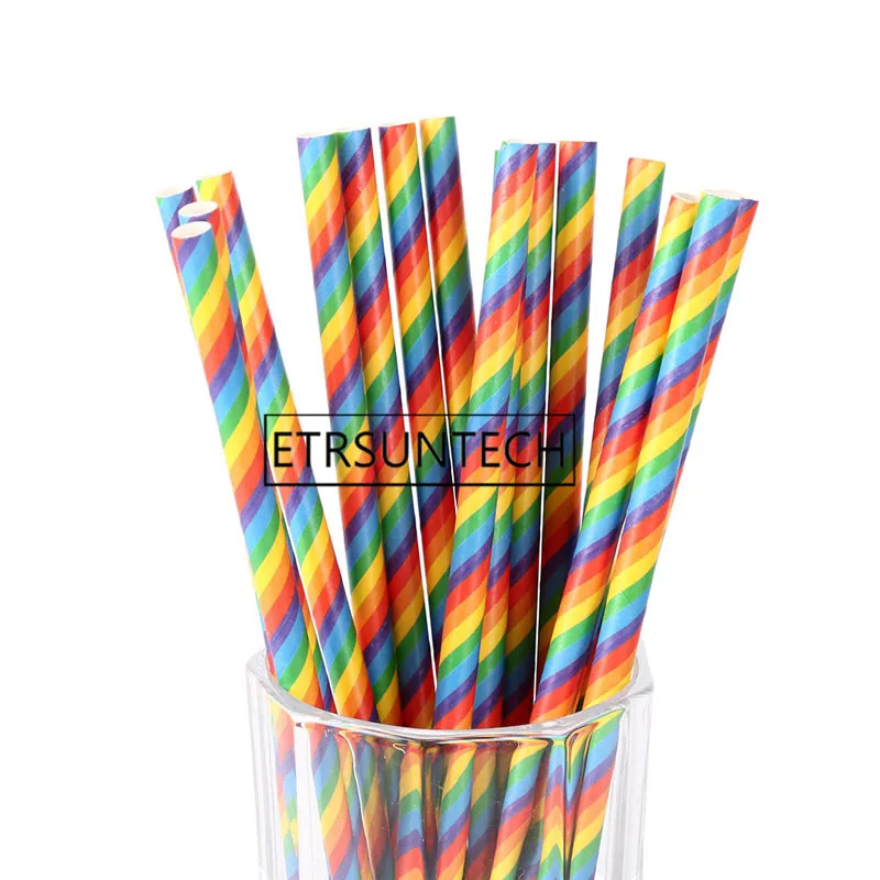 10000pcs Disposable Drinking Straws Rainbow Stripe Drinking Paper Straw For Wedding Children Birthday Party Supplies Decorations