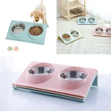 Большой размер двойная миска для собак кормушка для домашних животных из нержавеющей стали водные миски для корма кормушка раствор для собак кошек товары для кошек