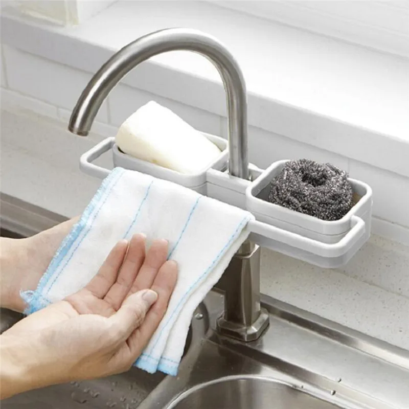 

kitchen accessories organizer Sink Hanging Storage Rack Storage Holder Faucet Dish Cloth Clip Shelf Drain Dry Towel Organizer