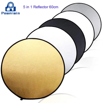 

Powerwin 5 in 1 Reflector 24" 60cm Portable Collapsible Disc DSLR Camera Studio Video Light Stand Softbox Diffuser Backdrop