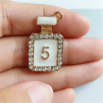 

Wholesale 10pcs/lot Drop oil diamond insert digital 5 perfume bottle alloy accessories DIY handmade Bracelet Necklace Pendant