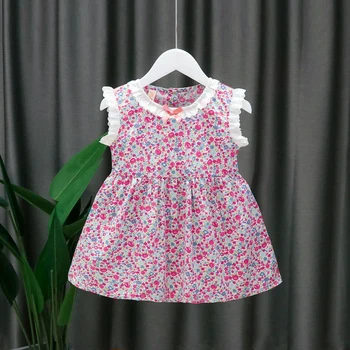 

Fashion Girls Dress Summer Casual Sweet Lace Floral Dress Sleeveless Loose Cool Flower Beach Princess Dress Sundress 1-8T