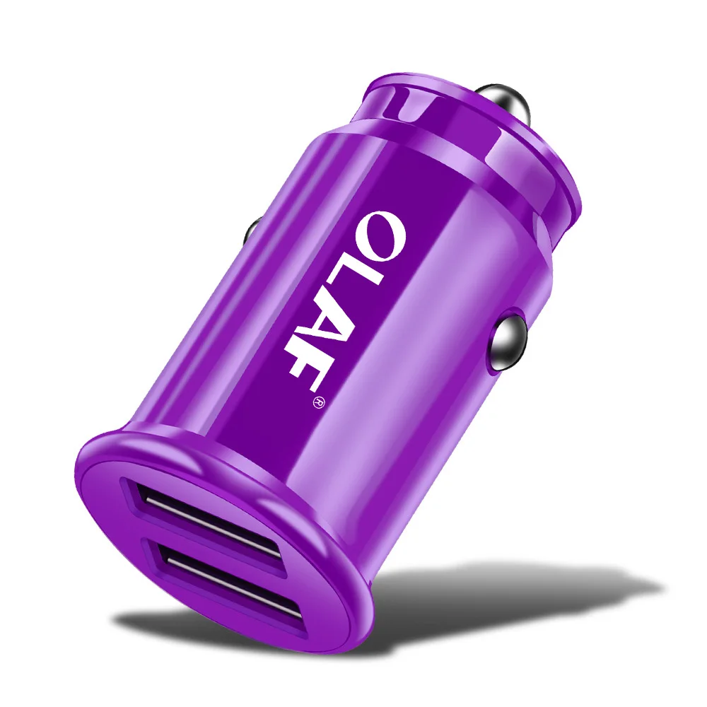 Автомобильное зарядное устройство OLAF 5 В 3 а с двумя usb-портами для Xiaomi mi 9 Red mi Note 7 samsung S10 S9 mi ni Fast Car USB зарядное устройство адаптер для iPhone X 8 7 - Тип штекера: Purple