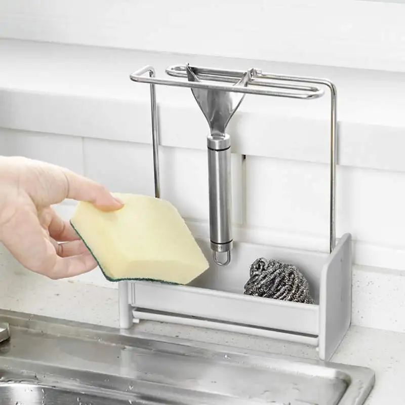 

Detachable Kitchen Countertops Storage Racks Dishcloth Sponge Drying Rack Multifunctional Kitchen Towel Stand Soap Holder