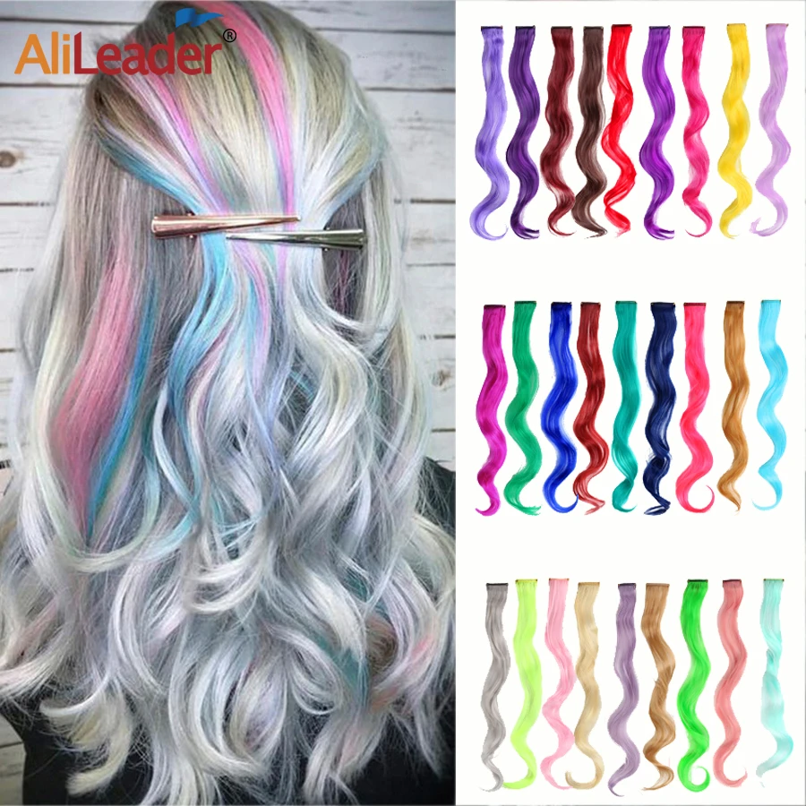Alileader New Synthetic Wavy Clip On Hair Extension One Piece Rainbow  Highlighted One Clip Hair In Curly Extensions Clips Hairs|Synthetic Clip-in One  Piece| - AliExpress