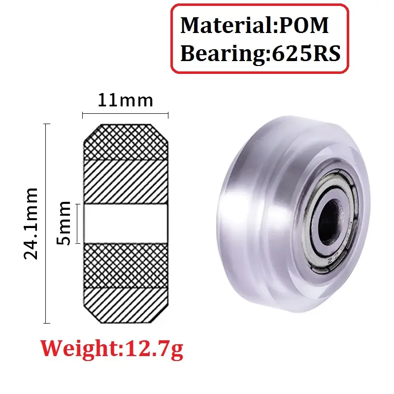 10PCS POM Plastic Wheel Bearing Pulley Small Big V-Slot Models 625ZZ 625RS MR105zz Idler Gear For 3D Printer Parts Openbuilds image 8
