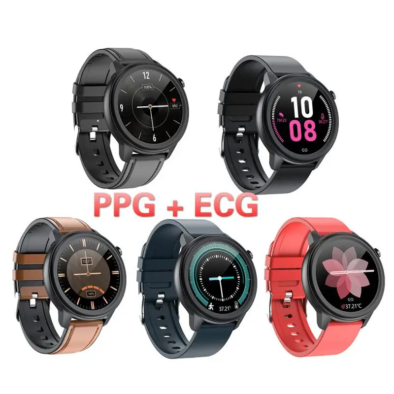 

E80 Body Temperature Measurement Smart Watch men women PPG ECG IP68 Waterproof Respiration Rate Fitness Tracker SmartWatch 2020