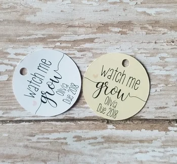 

Printed any language,personalize ,watch we grow Baby Shower, Succulent Tag, Baby Sprinkle, Seeds, flowers, plant tag, 1.5 Round