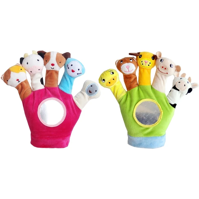 Toddler Baby Child Zoo Animal Hand Puppet Glove Finger Plush Toy Cartoon Dolls 1