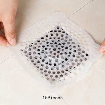 

15pcs Bathroom Kitchen Tools Hair Filter Non-woven Home Cleaning Anti-blocking Floor Sink Toilet Practical Drain Sticker