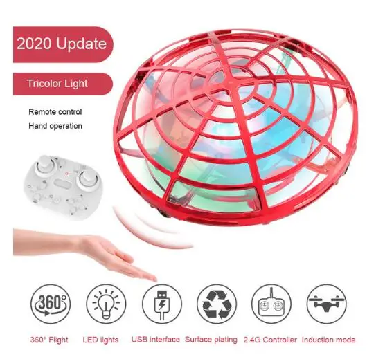 HGRC Mini RC UFO Drone With LED Light Gesture Sensing Electric Flying Quadcopter Anti-collision Induction Dron Toys for children drone exploration remote control quadcopter RC Quadcopter