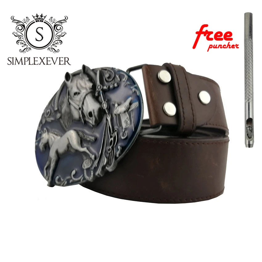 Пряжка для ремня Horse West Cowboy Jeans в подарок с античной серебряной отделкой ширина 4