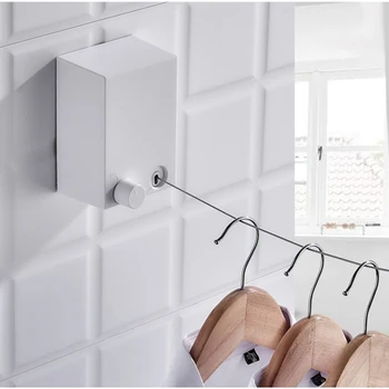 

ADOREHOUSE Retractable Clothesline Wall Hanging Clothes Dryer Rack Indoor Clothes Hanger Home Washing Clothes Storage Supplies