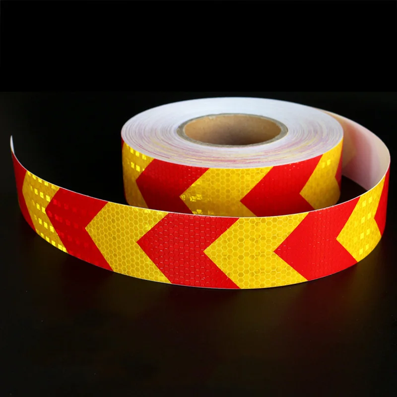 5cm*20m Red & Yellow Arrow Lattice Reflective Tape Sticker Car Vehicle