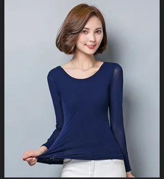 

ORANGE 2020 women's solid color round neck long sleeve slim bottoming T-shirt