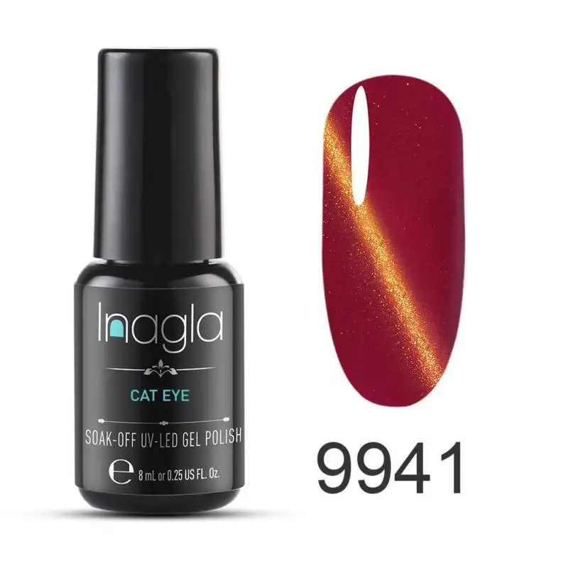 9941 Inagla 8 мл Galaxy кошачий глаз лак для ногтей Блеск для ногтей УФ лампа 9D Хамелеон для использования с магнитом гель лак для ногтей Черный цвет необходимый гель - Color: 9941
