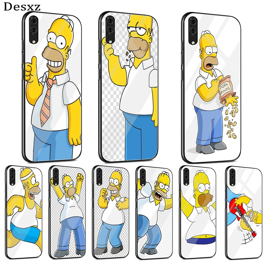 

Mobile Phone Case Glass for Huawei Mate Honor 8X 9 10 7A 20 P30 P20 P10 Lite Pro P Smart Cover Homer J. Simpson