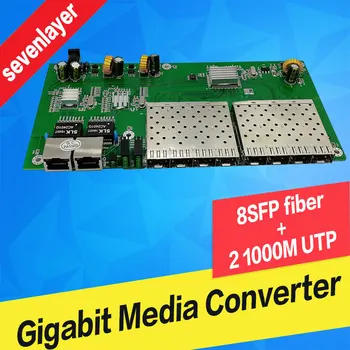 

Fiber optical switch 8 SFP solt 2 RJ45 Gigabit Ethernet PCBA board Media Converter 10/100/1000M utp 8 Port 1.25G SFP