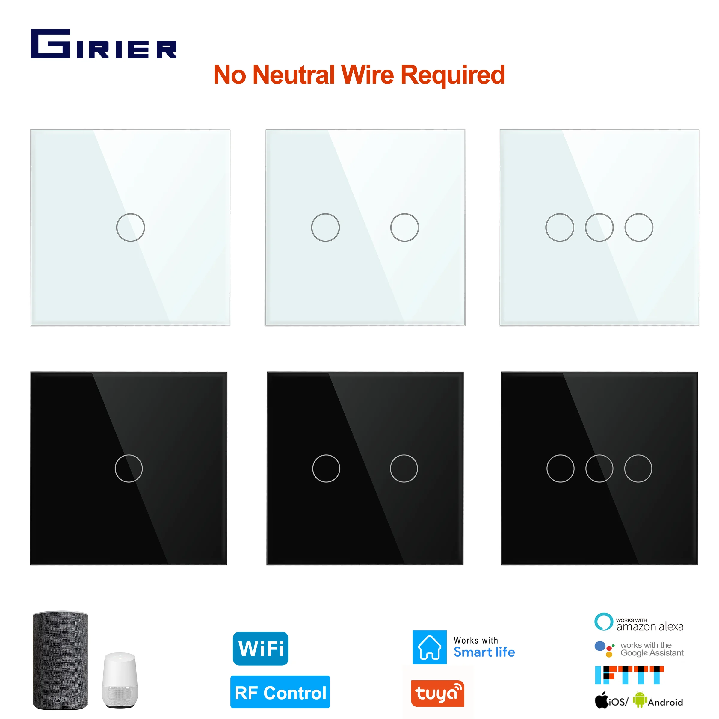 Interruptor Tactil De Pared Wifi Eu No Se Requiere Cable Neutro