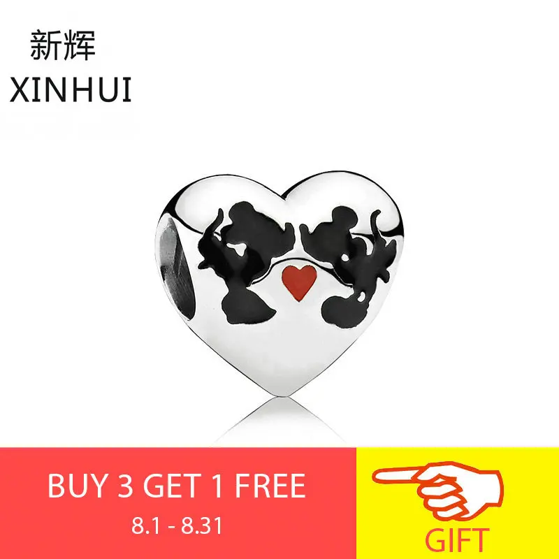 

XINHUI Genuine 100% 925 Sterling Silver Believe in Magic Charm Love Heart Bead For Original brand Bracelet Women Party Jewelry