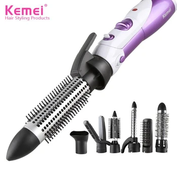 

Kemei 7 In 1 Hot-air Brush Multifunction Hair Dry Styling Tools Blow Dryer Brush Straightener Comb Curling Brush for Women