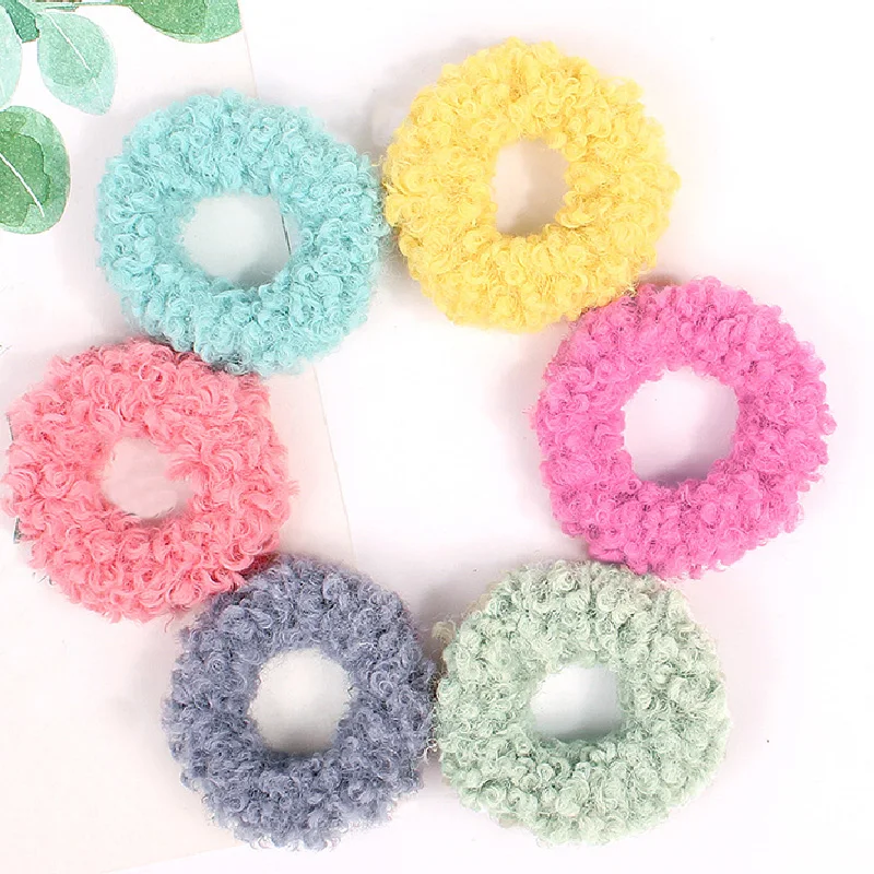 

1 PC Curly Lamb Wool Soft Scrunchie Soft Faux Fur Elastic Hairbands Ponytail Holder Hair Rope Headwear For Women Girls Hair Ring
