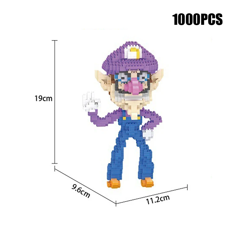 Классическая игра super mario bros Рисунок микро алмазный строительный блок пчела Wario Yoshi Waluigi Luigi nanobricks игрушки - Цвет: waLuigi