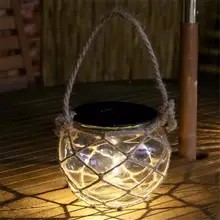 LED Solar Hanging Light Glass Rope Hanging Lamp for Outdoors Garden Courtyard Decoration
