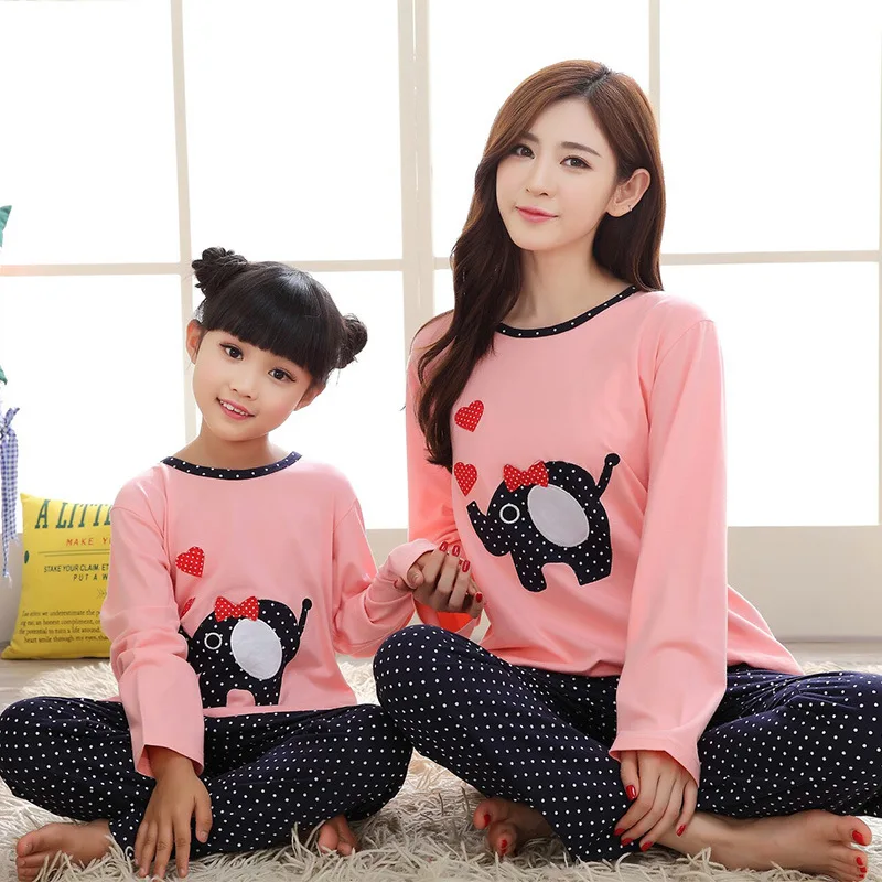 CQT HX 8228xiaoxiang RN-9 Cotton Pajamas Sets Autumn Long Sleeve Family Matching Christmas Pajamas Cartoon Mother and Daughter Clothes Kids Sets - Цвет: CQT HX 8228xiaoxiang