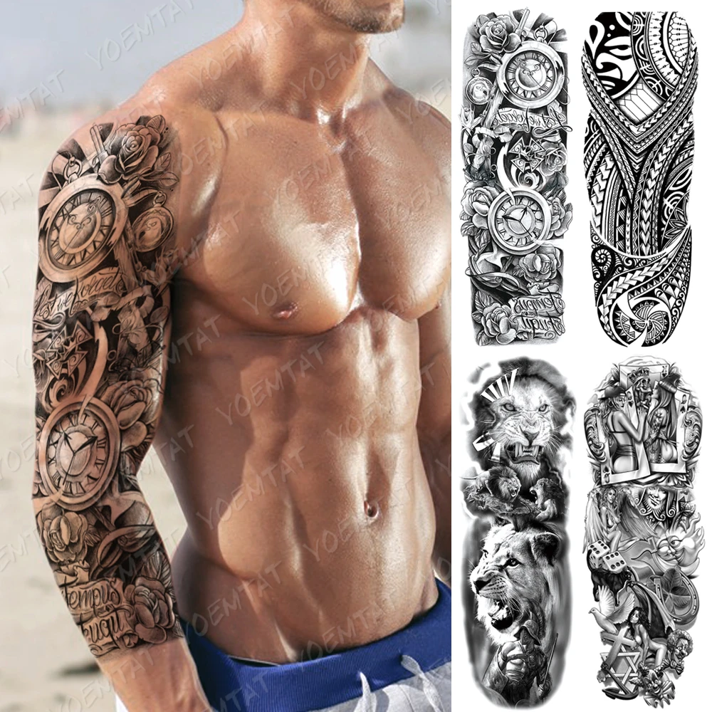 Prix Tatouage Bras Complet Homme Autocollant De Tatouage Temporaire Pour Hommes, Bras Complet, Étanche,  Horloge, Tigre Rose, Totem, Transfert D'art Corporel, Faux Tatouage, Cool,  Sexy, Femme - Tatouages Éphémères - AliExpress