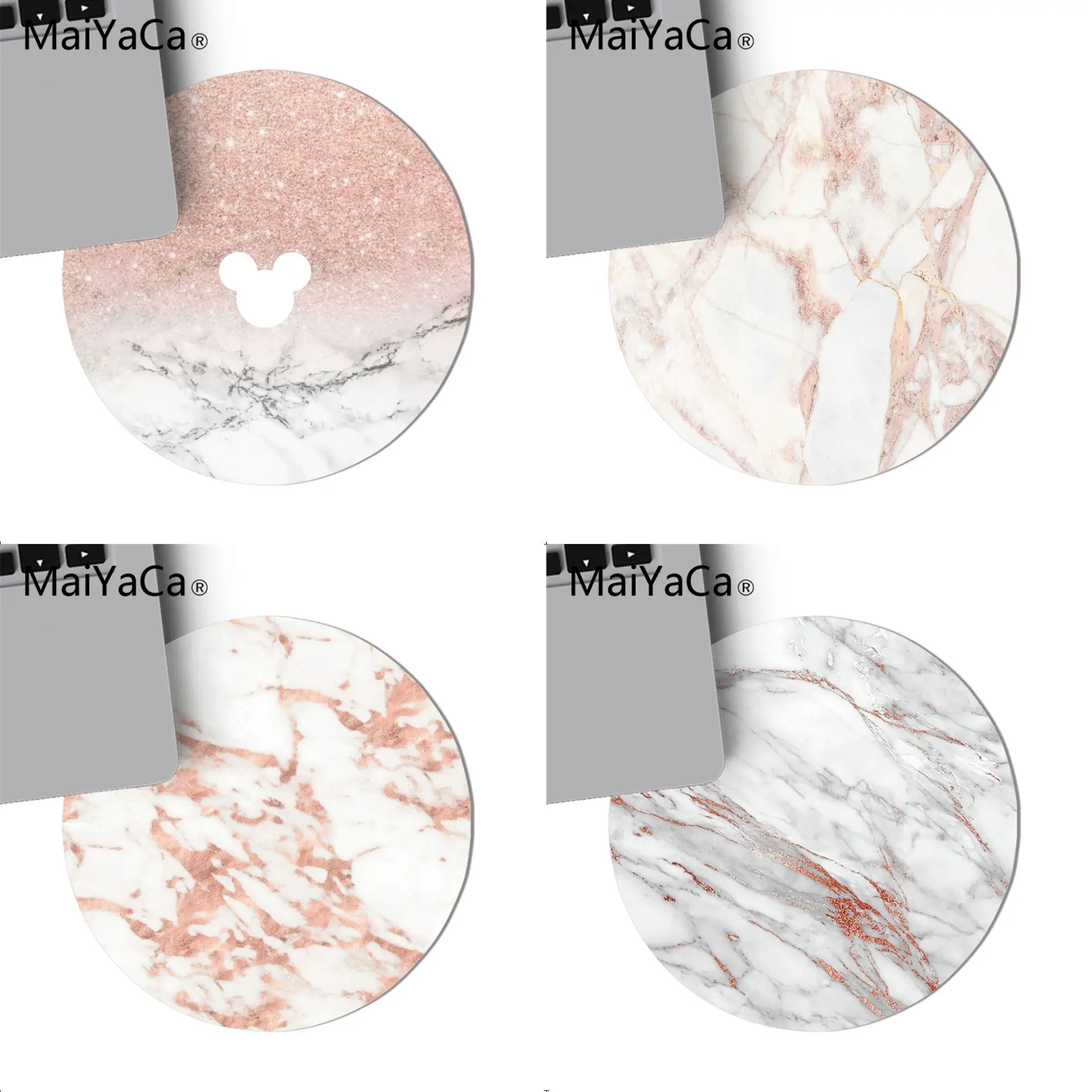 

MaiYaCa pink gold Marble Durable Rubber Mouse Mat Pad Game Carpet Mouse Pad round mouse Mat Anti Slip gaming Mousepad 22x22cm