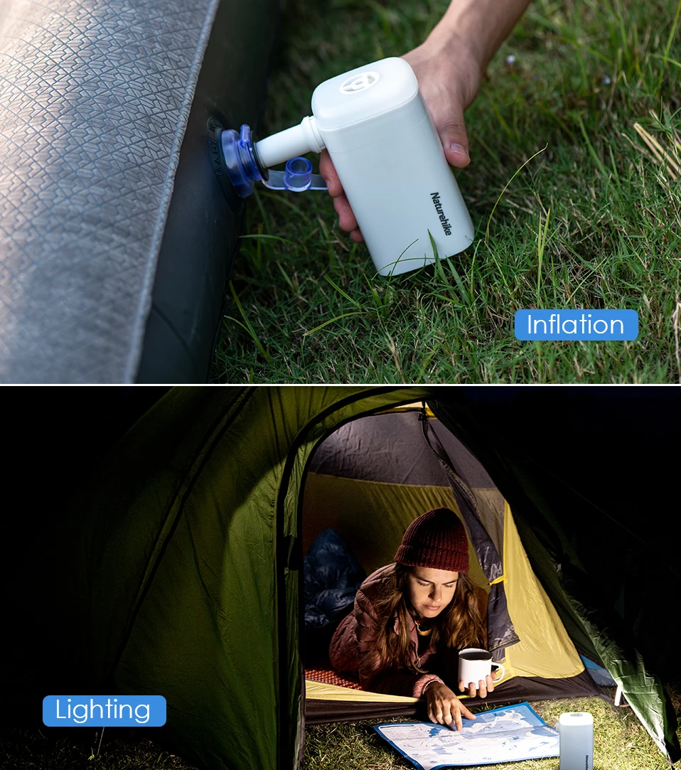 Naturehike воздушный насос 3 в 1 Многофункциональный светодиодный светильник лампа usb зарядка насосы для наружных матрасов дорожная Подушка спальный коврик