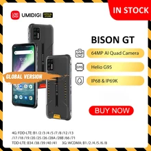 UMIDIGI BISON GT Waterproof IP68/IP69K Rugged Phone Helio G95 64MP AI Quad Camera NFC 8GB+128GB 6.67" FHD+ 33W Charge Smartphone