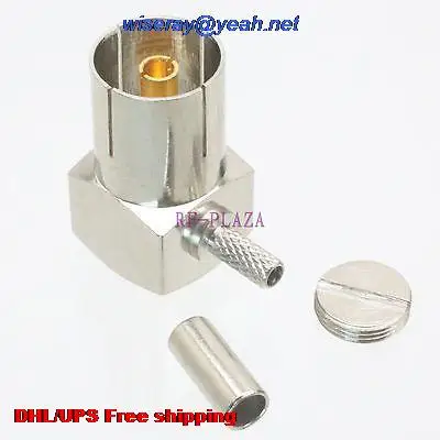 

DHL/EMS 200pcs Connector IEC DVB-T PAL female crimp RG174 RG316 LMR100 cable Right angle -A3