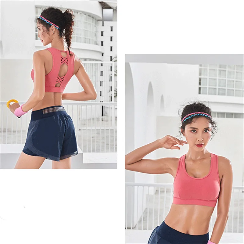 Watermelon Red Quakeproof сборный бюстгалтер спортивный Femme спортивный бюстгальтер-топ спортивный бюстгальтер для фитнеса сзади крест спортивный бюстгальтер для женщин бег Sujetador Deportivo Mujer - Цвет: Watermelon Red