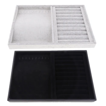

Velvet Jewelry Display Tray Necklaces Rings Display Tray Showcase with Hooks for Jewelry Store Display or Home Use