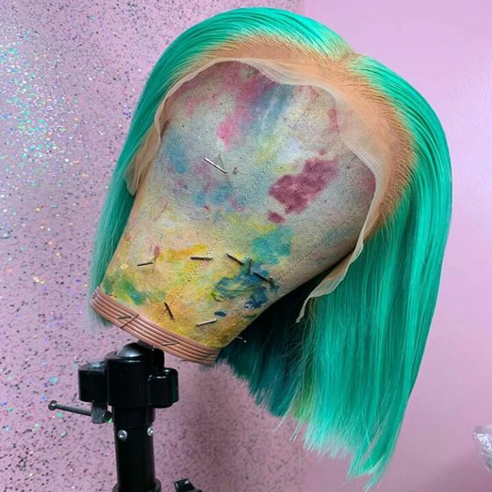 green-bob-wig