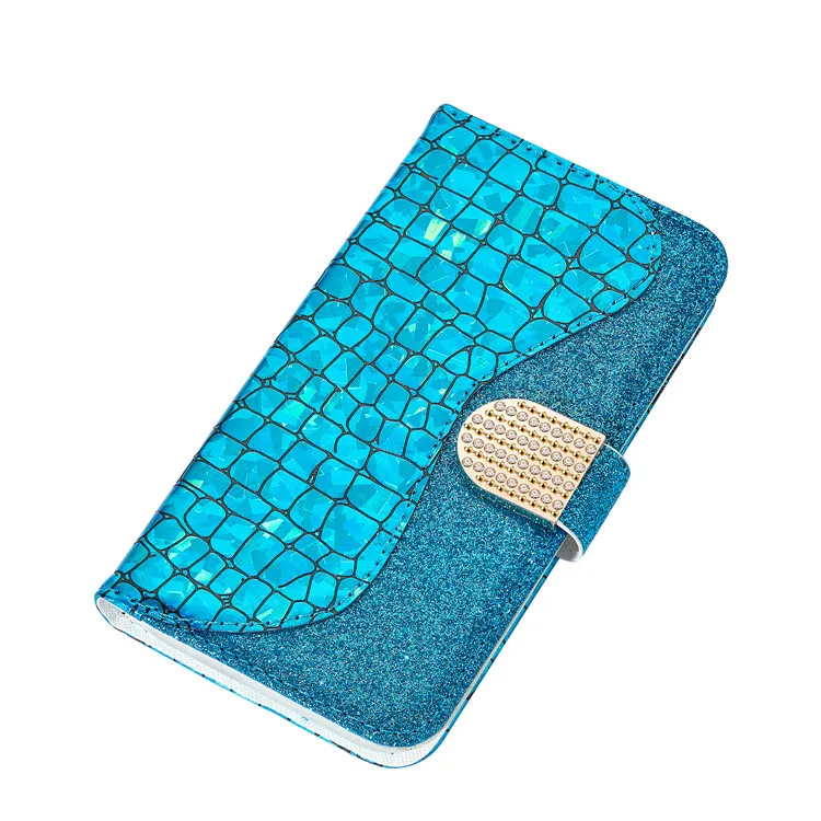 Небесно-голубой Кожаный чехол для samsung Galaxy A50 A30 A20 A70 A30S A10 A40 S10 S9 S8 плюс с сияющими блестками Чехол-книжка чехол для samsung 50 70 30 - Цвет: Небесно-голубой